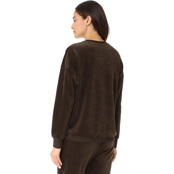 VINCE Cotton Velour Sweatshirt Womens XS Balsamic Dark Brown Crew Neck Relaxed - Picture 3 of 15